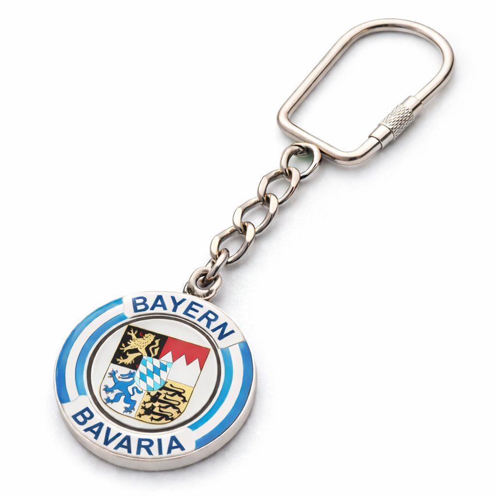 Drehbarer Bayern-Schlüsselanhänger mit Wappen, hochwertiger Metall-Schlüsselanhänger