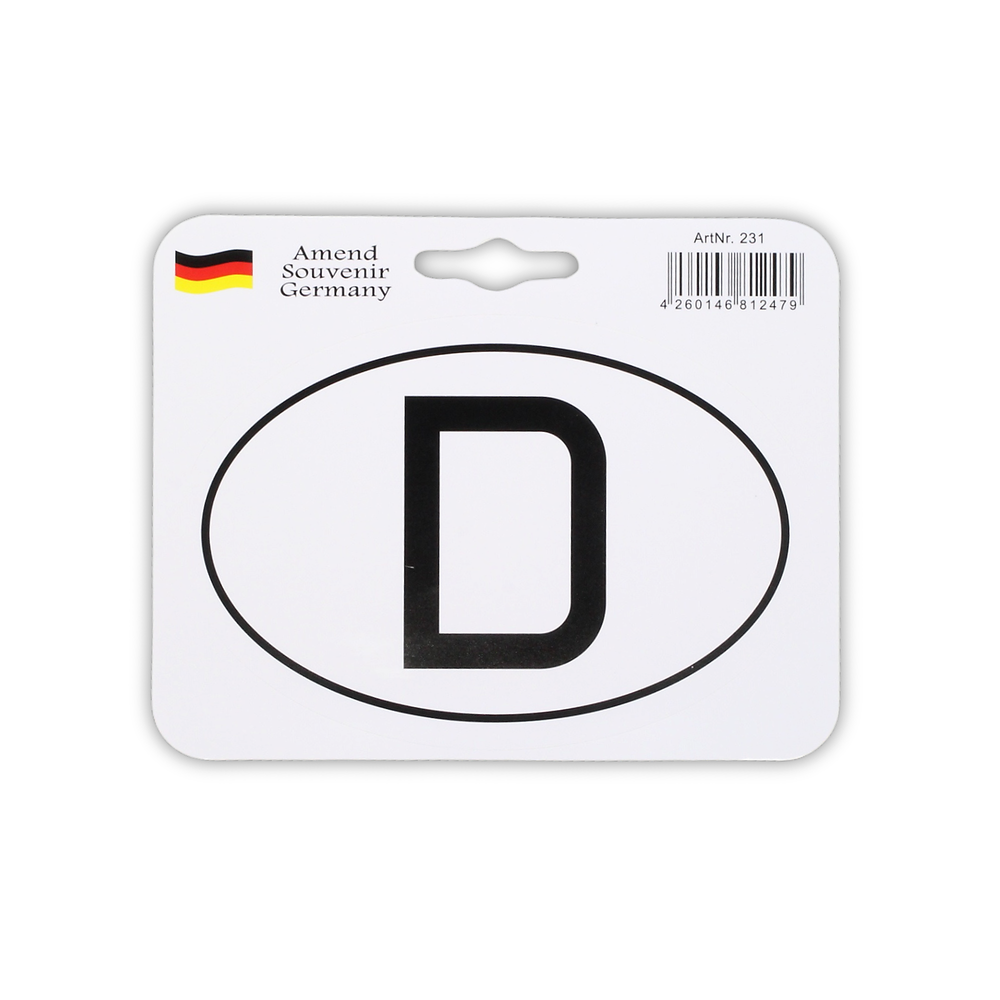 Ovaler Aufkleber mit Deutschland-Kennzeichen „D“ – Deutschland Souvenir