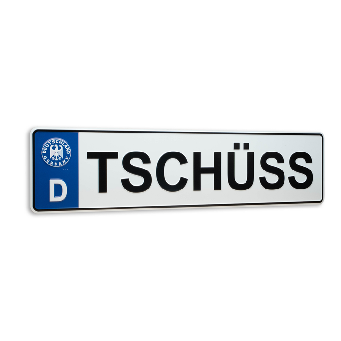 Autoschild Tschüss