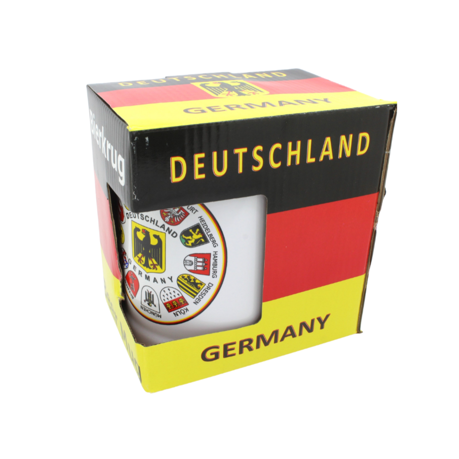 Bierkrug 0,5 l Wappenkranz in Box – Deutschland Souvenir