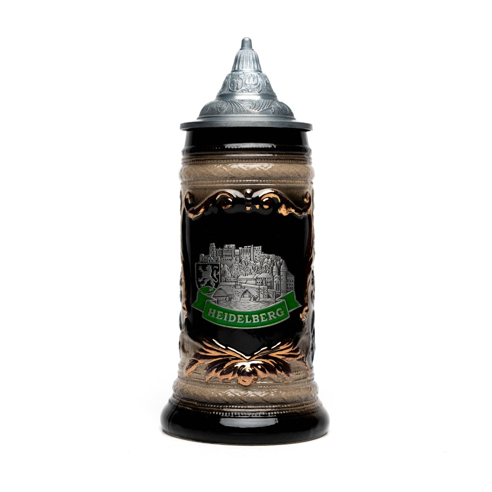 Großer Bierkrug mit Heidelberg-Plakette – traditionelles Deutschland Souvenir