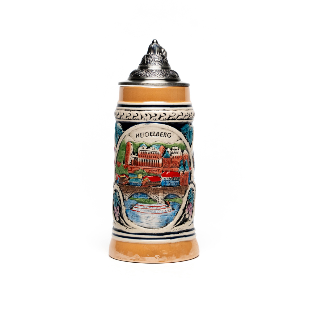 Mittelgroßer Bierkrug mit Heidelberg Relief – kunstvolles Deutschland Souvenir