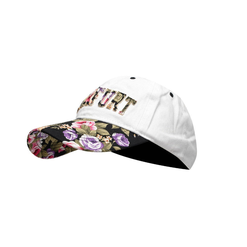Weiße Cap mit Blumen-Frankfurt Motiv – Deutschland Souvenir