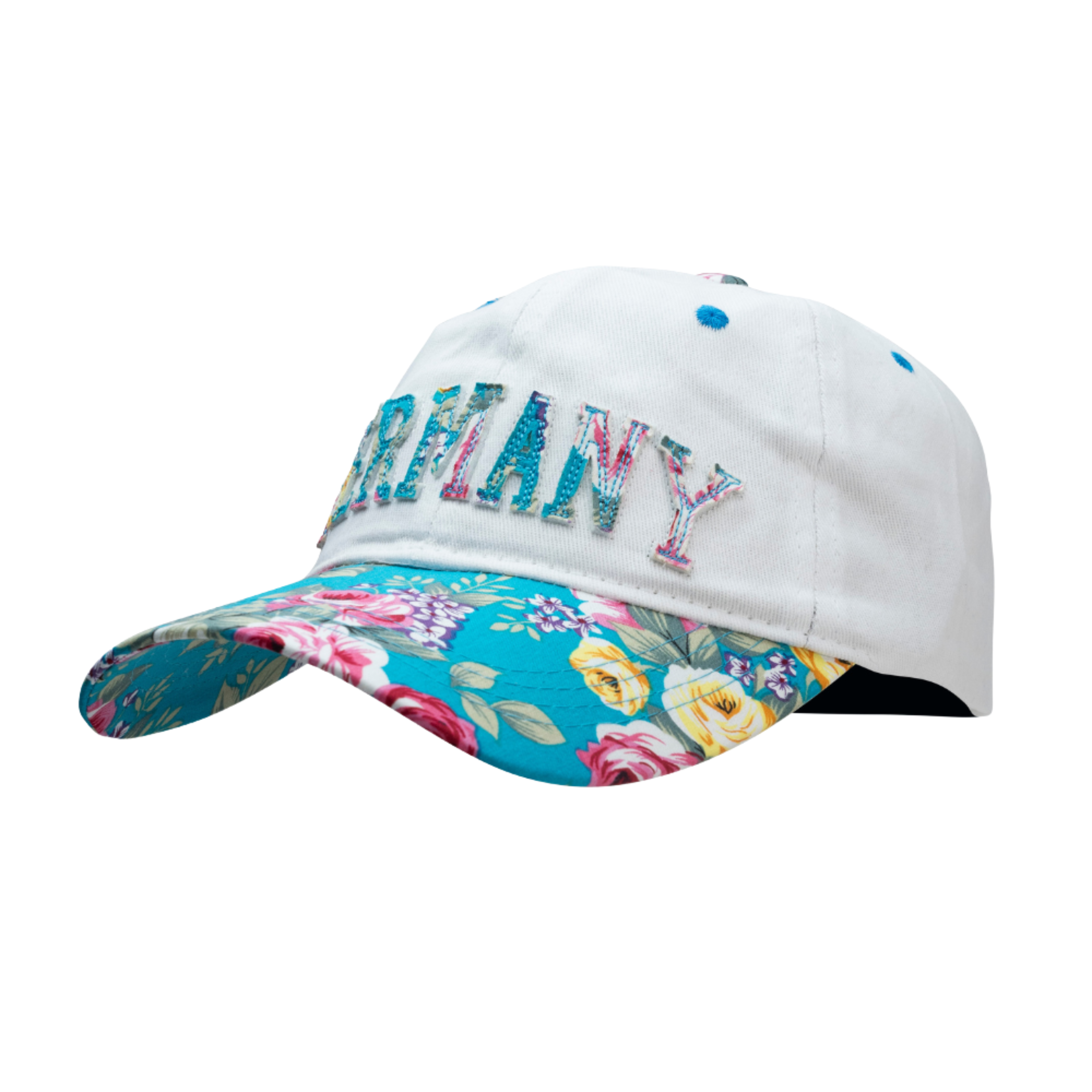 Cap mit dem Schriftzug "Germany" in buntem Blumenmuster - Deutschland Souvenir