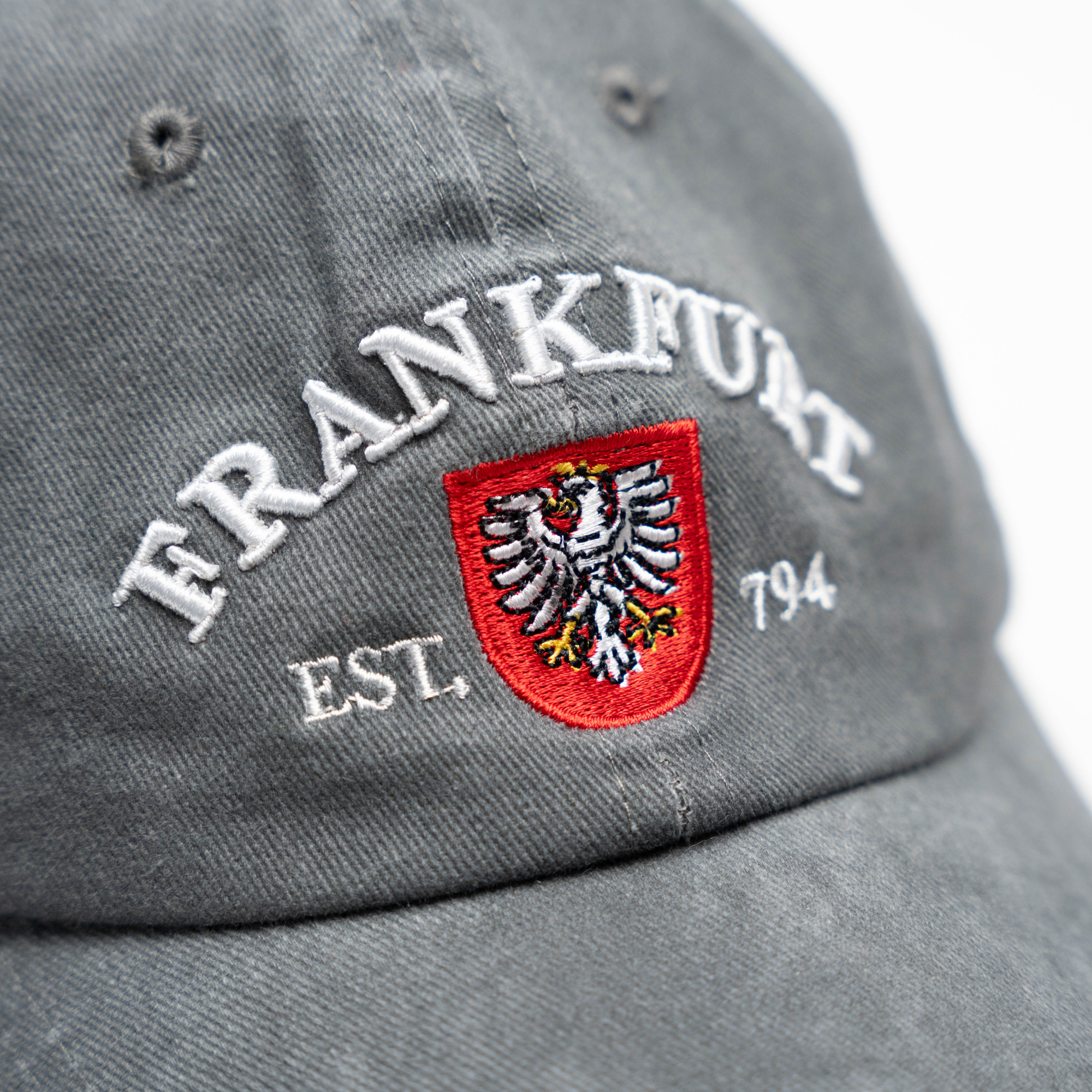 Grau gewaschene Cap mit Frankfurt-Schriftzug – Deutschland Souvenir