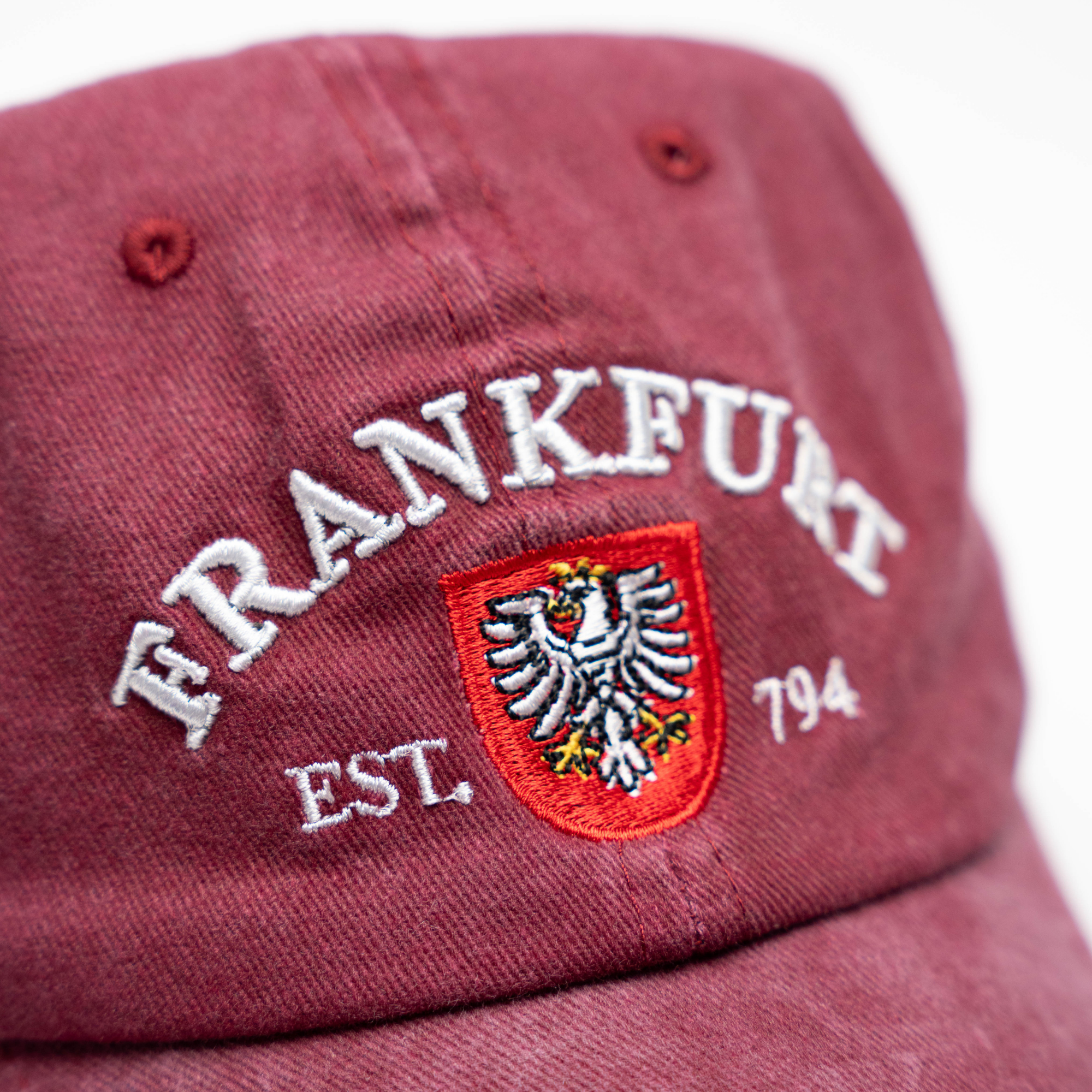 Rot gewaschene Cap mit Frankfurt-Schriftzug – Deutschland Souvenir
