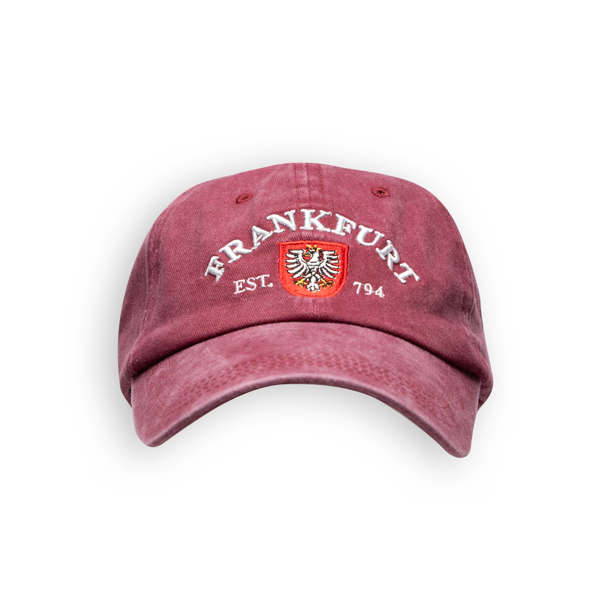 Rot gewaschene Cap mit Frankfurt-Schriftzug – Deutschland Souvenir