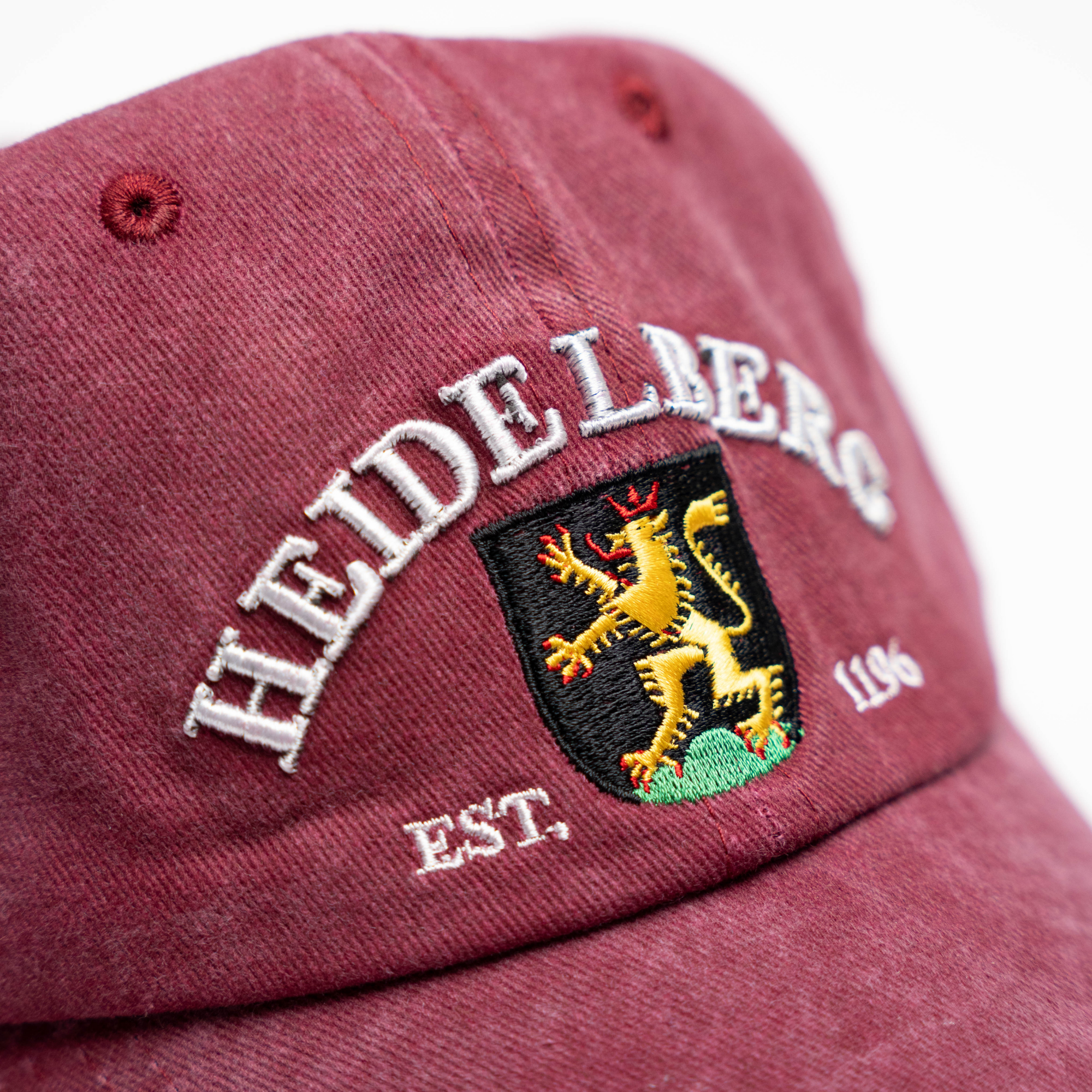 Rot gewaschene Cap mit Heidelberg-Schriftzug – Deutschland Souvenir