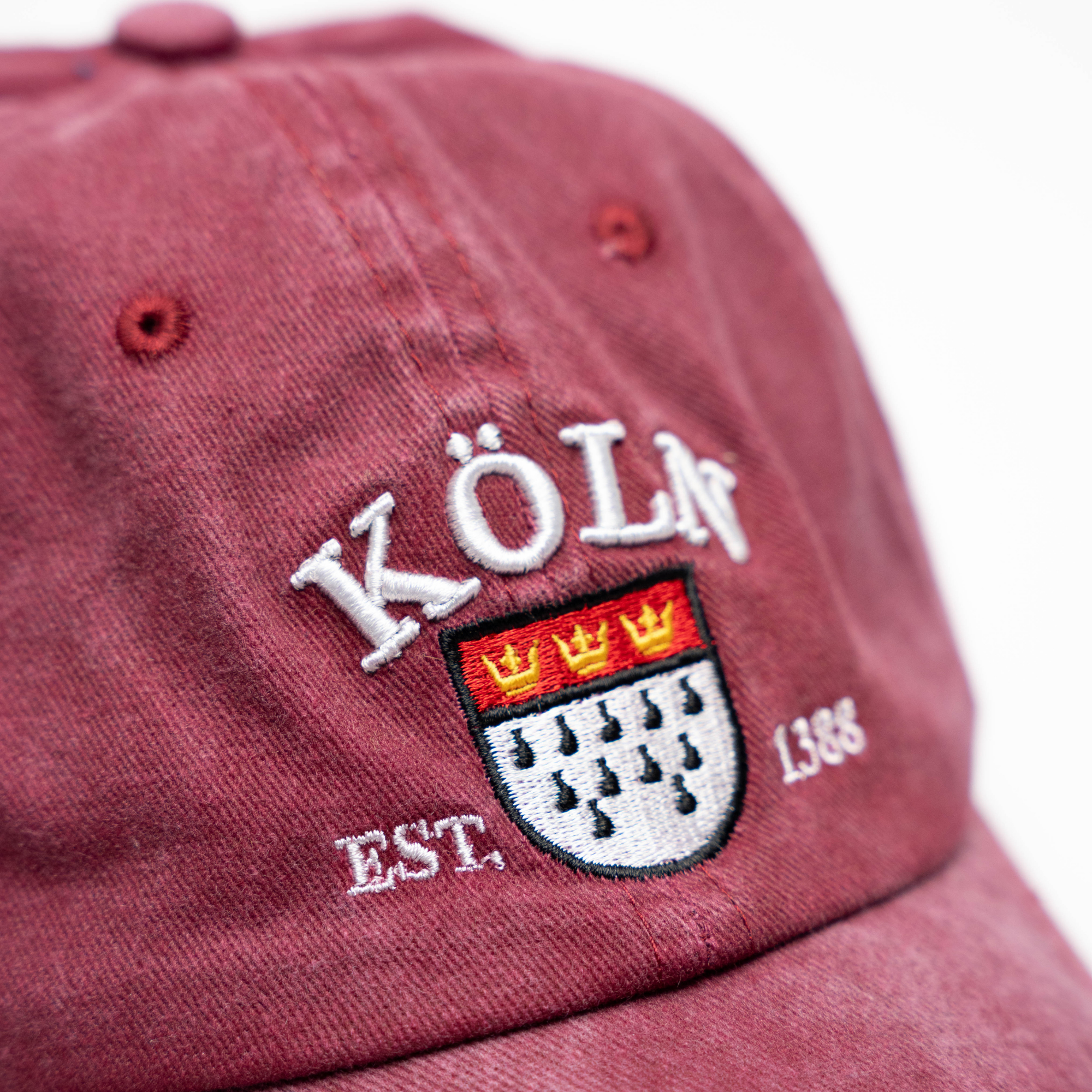 Rot gewaschene Cap mit Köln-Schriftzug – Deutschland Souvenir