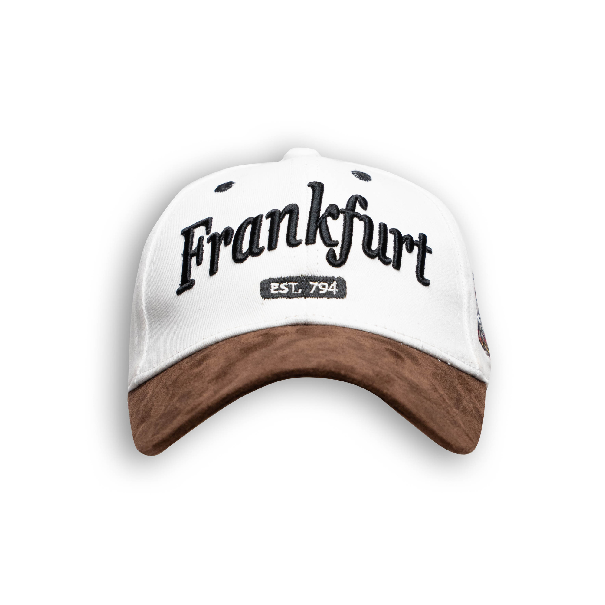 Weiße Leder-Cap mit Frankfurt-Motiv – Deutschland Souvenir