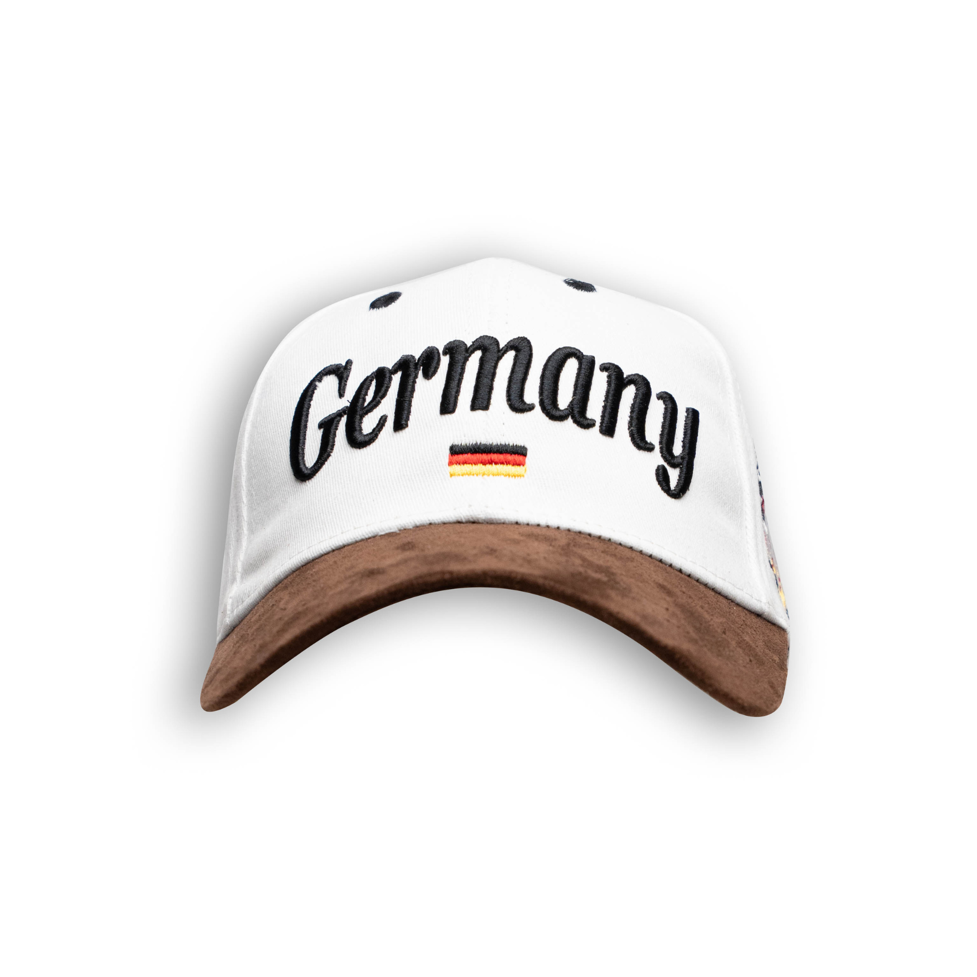 Weiße Leder-Cap mit Germany-Motiv – Deutschland Souvenir