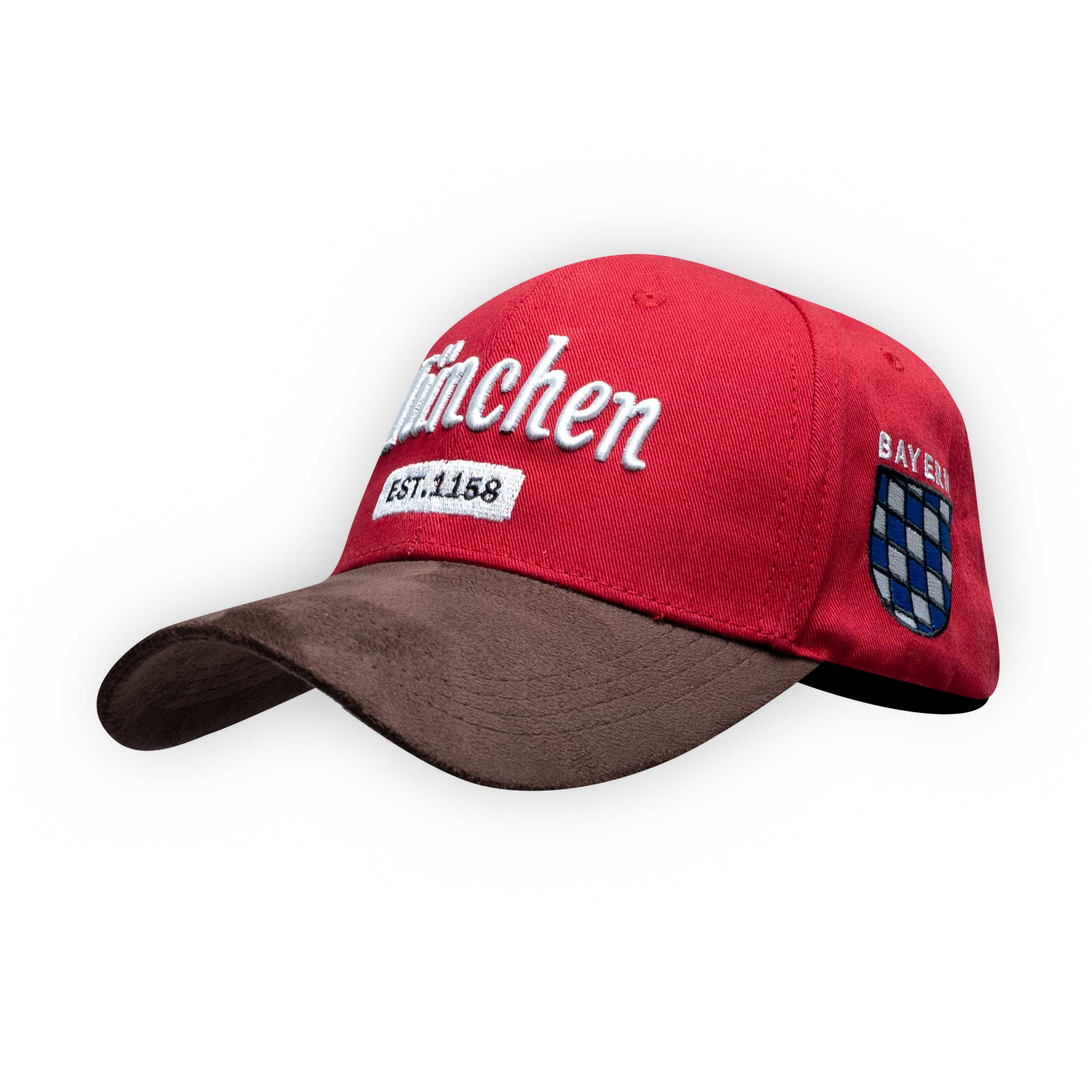 Rote Cap mit Lederoptik und München-Motiv - Deutschland Souvenir