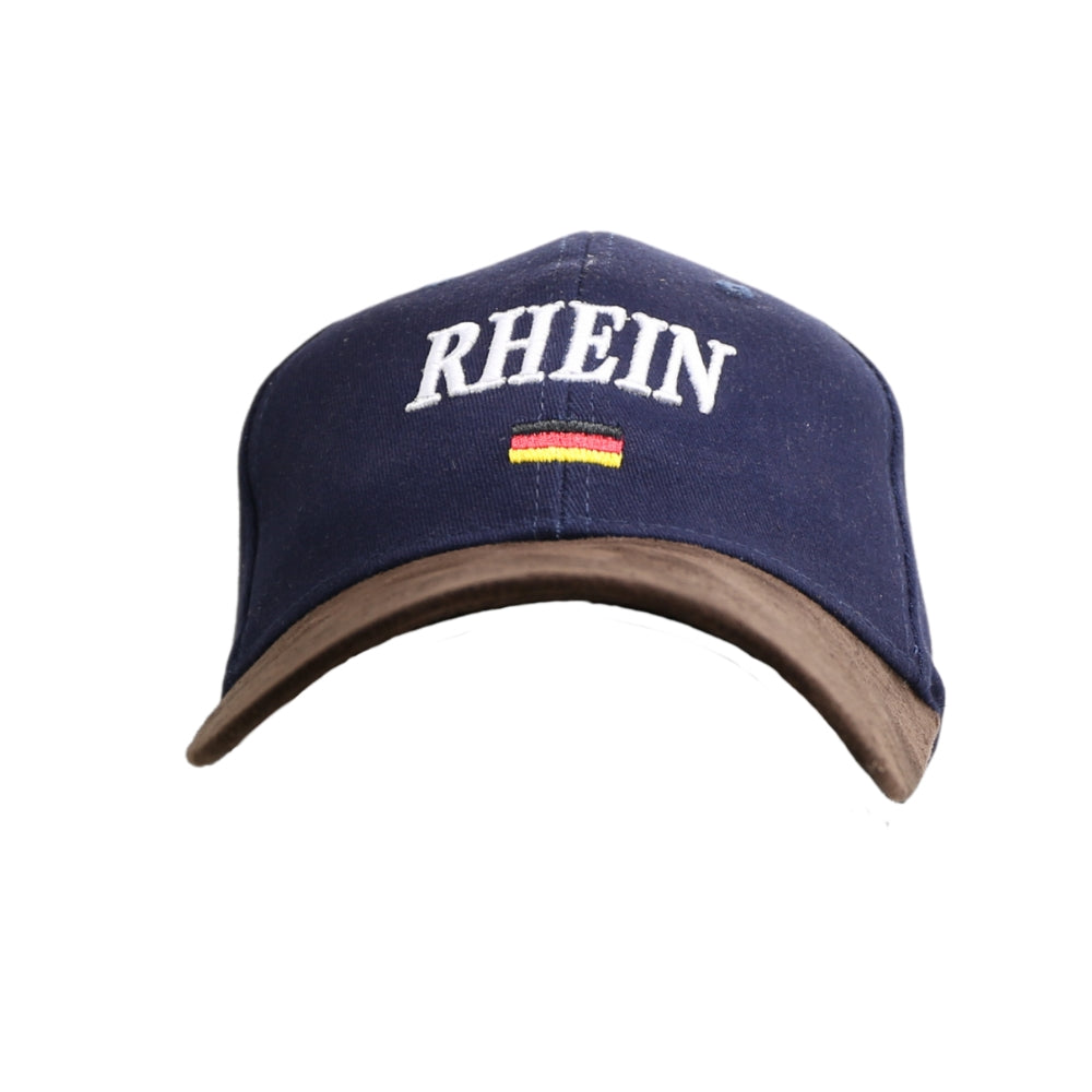 Navy Leder-Cap mit Rhein-Motiv auf der Vorderseite – Germany Souvenir
