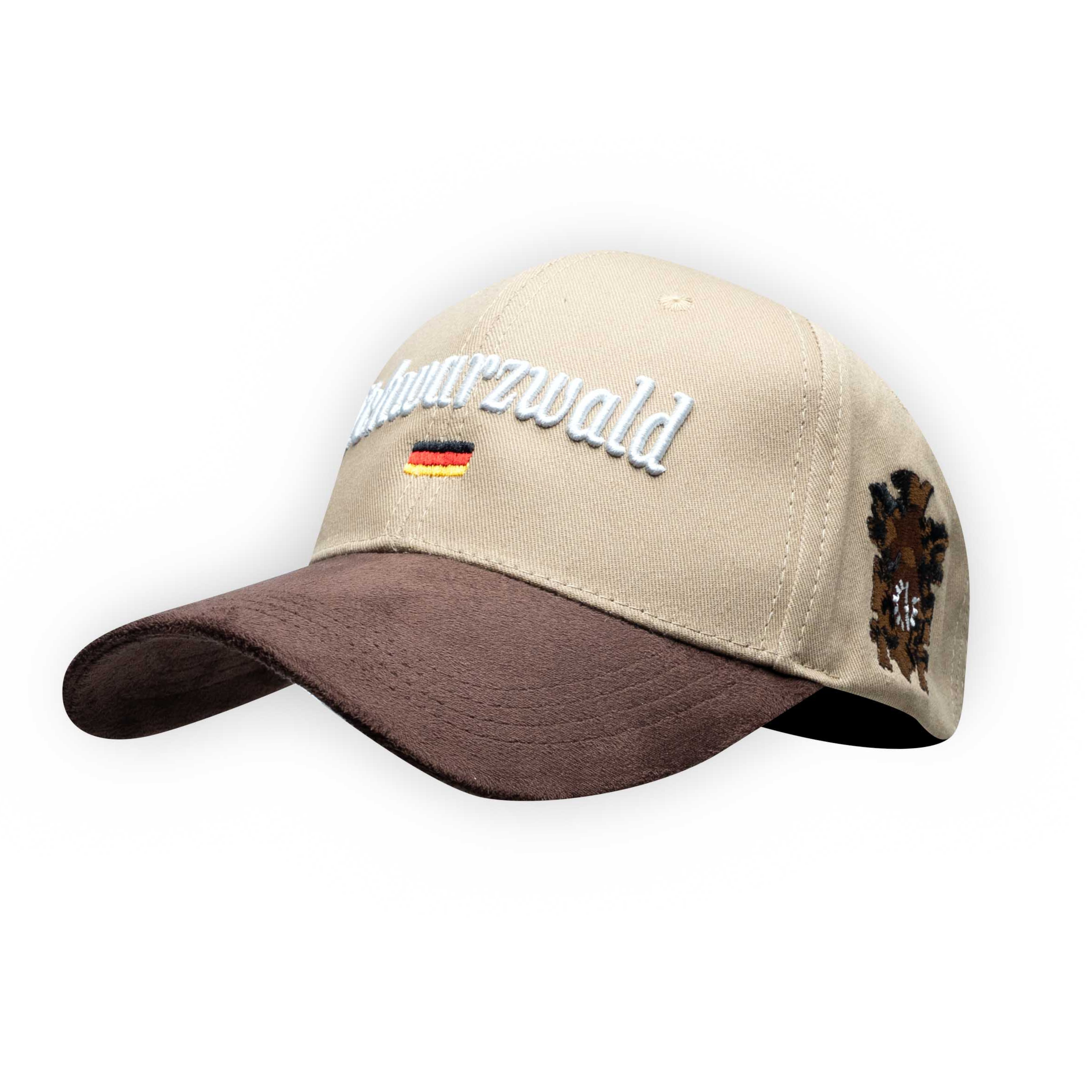 Beige Cap mit einer Lederoptik und Schwarzwald-Schriftzug - Deutschland Souvenir