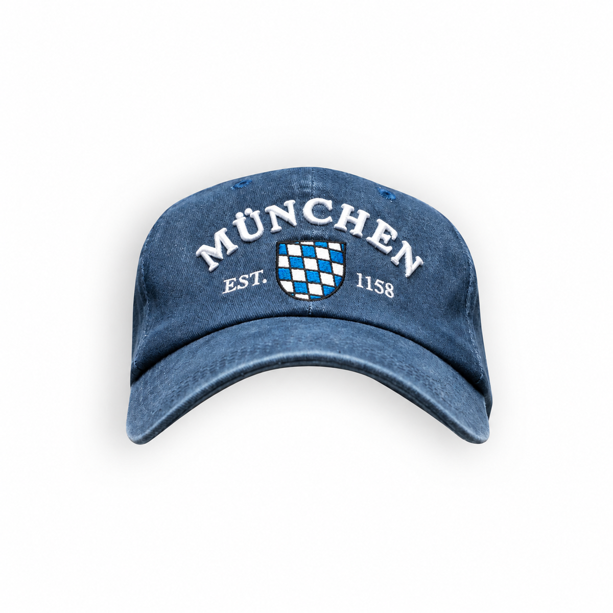Verwaschene Cap mit München-Schriftzug in blau