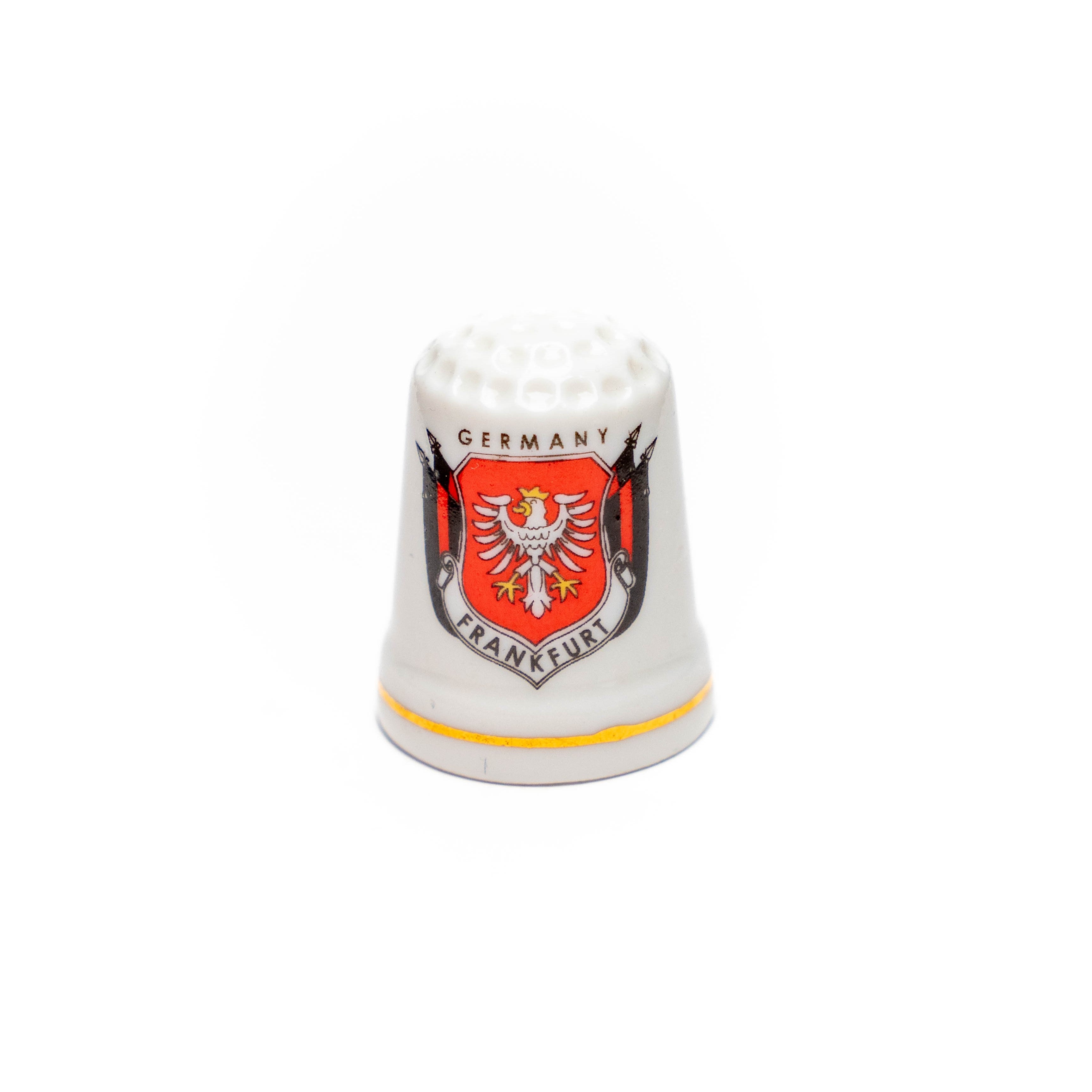Porzellan-Fingerhut mit Frankfurt-Wappen – Sammelobjekt, Deutschland Souvenir
