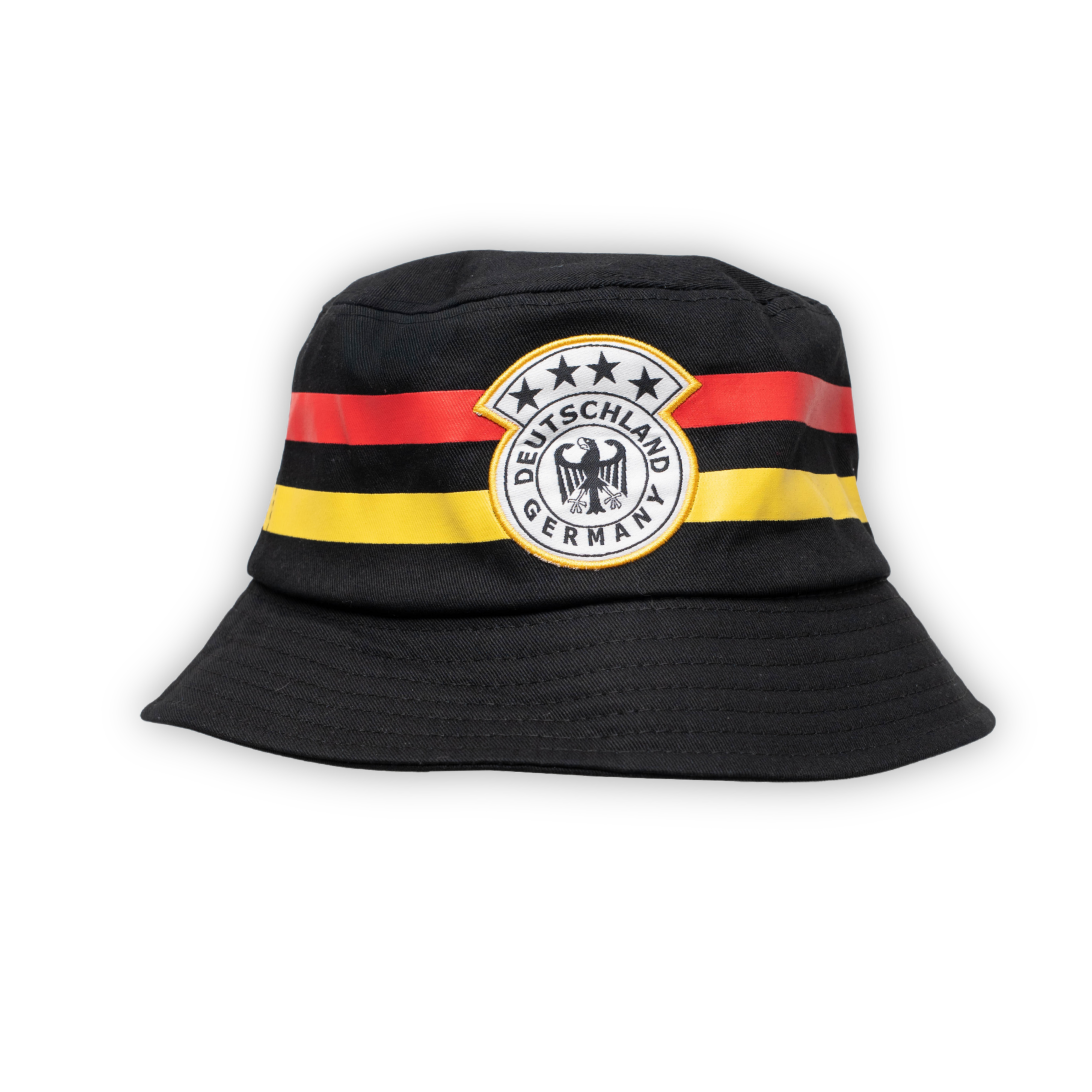 Schwarz-rot-gelber Fischerhut mit den 4 Sternen für die WM-Siege von Deutschland - Deutschland Souvenir