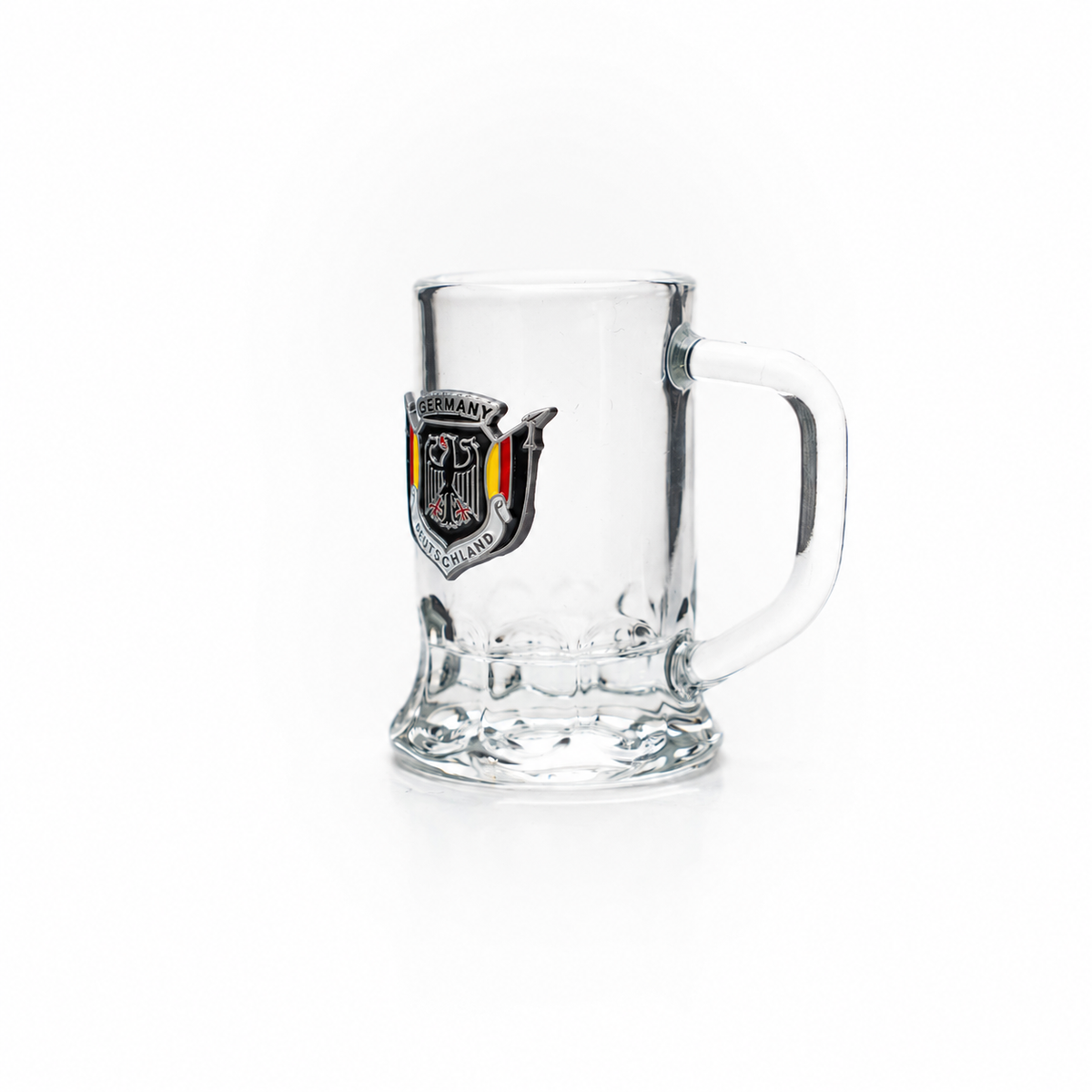 Mini-Glasseidel 2 cl Schnapsglas mit Adler-Metallwappen – Bierglas / Shotglas Deutschland Souvenir