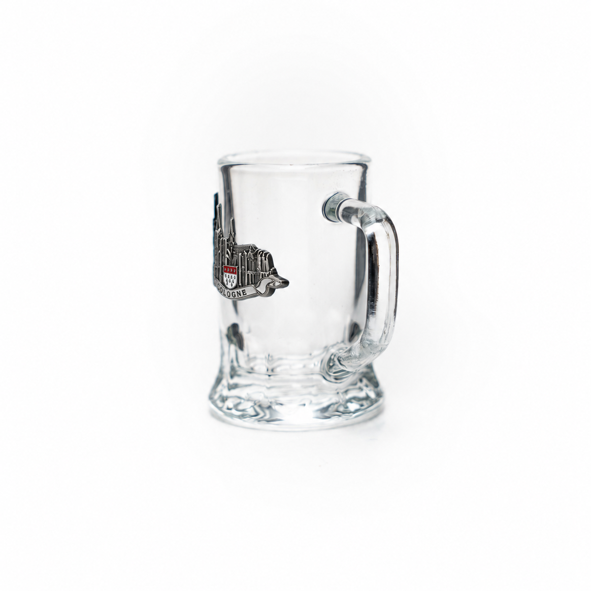 Mini-Glasseidel 2 cl Schnapsglas mit Köln-Metall-Wappen – Bierglas / Shotglas Deutschland Souvenir