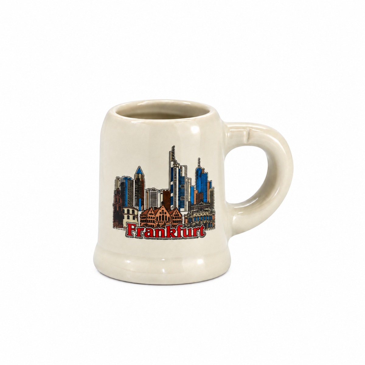 Mini-Keramikseidel 2 cl mit Frankfurt-Skyline – Deutschland Souvenir