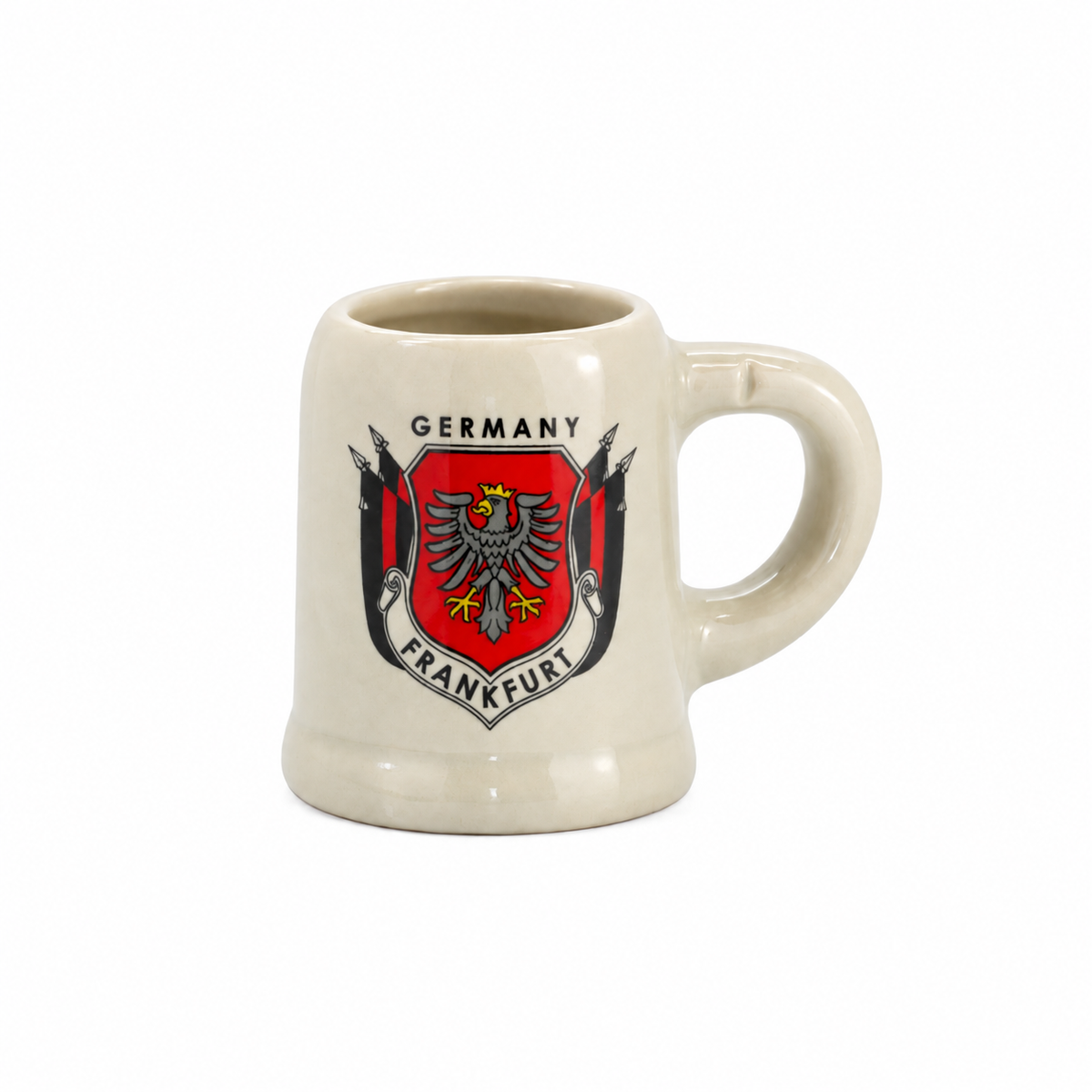 Mini-Keramikseidel 2 cl mit Frankfurt-Wappen – Deutschland Souvenir
