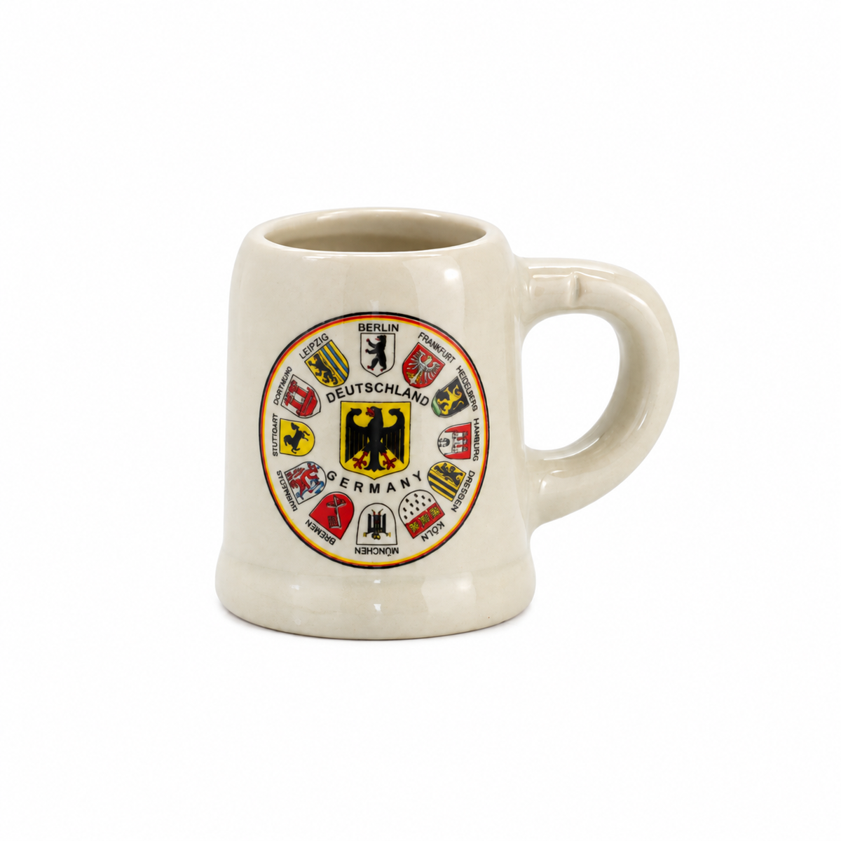 Mini-Keramikseidel 2 cl mit Wappenkranz-Motiv – Deutschland Souvenir