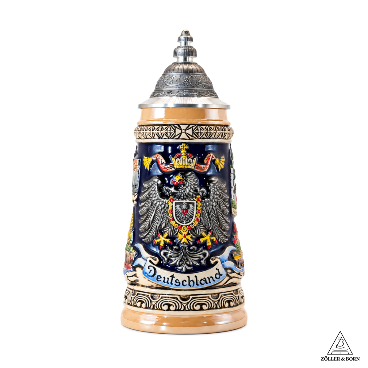 Bierkrug Deutschland Adler mit Zinndeckel (0,5L)