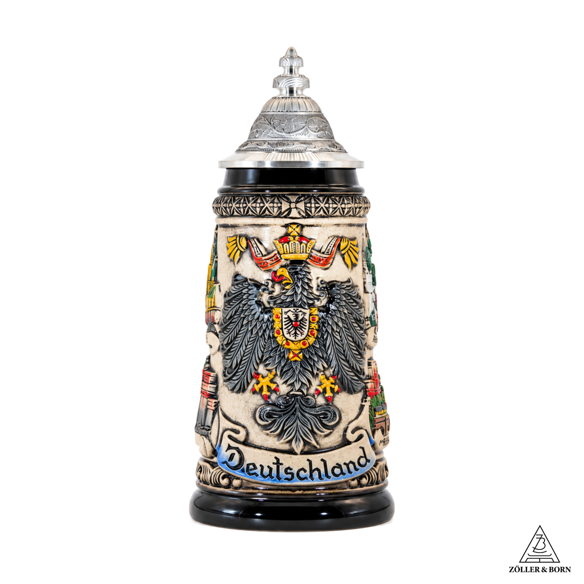 Bierkrug Deutschland Adler Städte mit Zinndeckel (0,25L)
