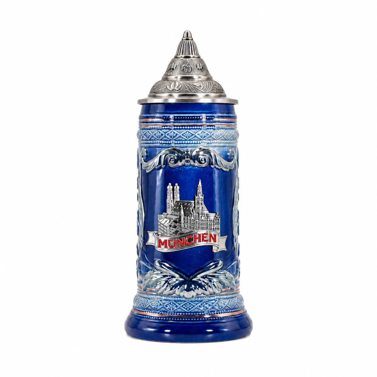 Bierkrug groß blau München Plakette
