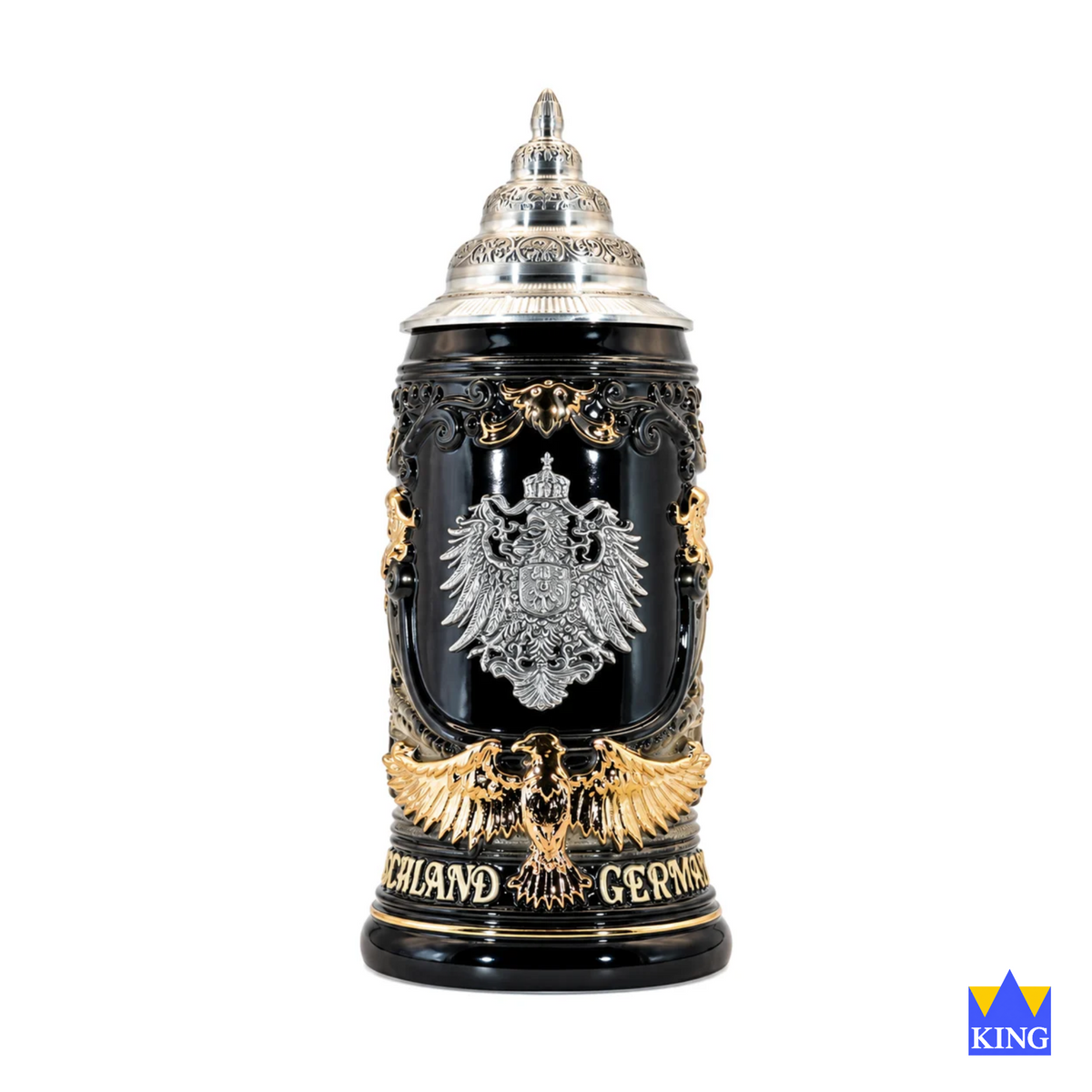 Bierkrug Deutschland Zinnadler mit Zinndeckel (0,4L)