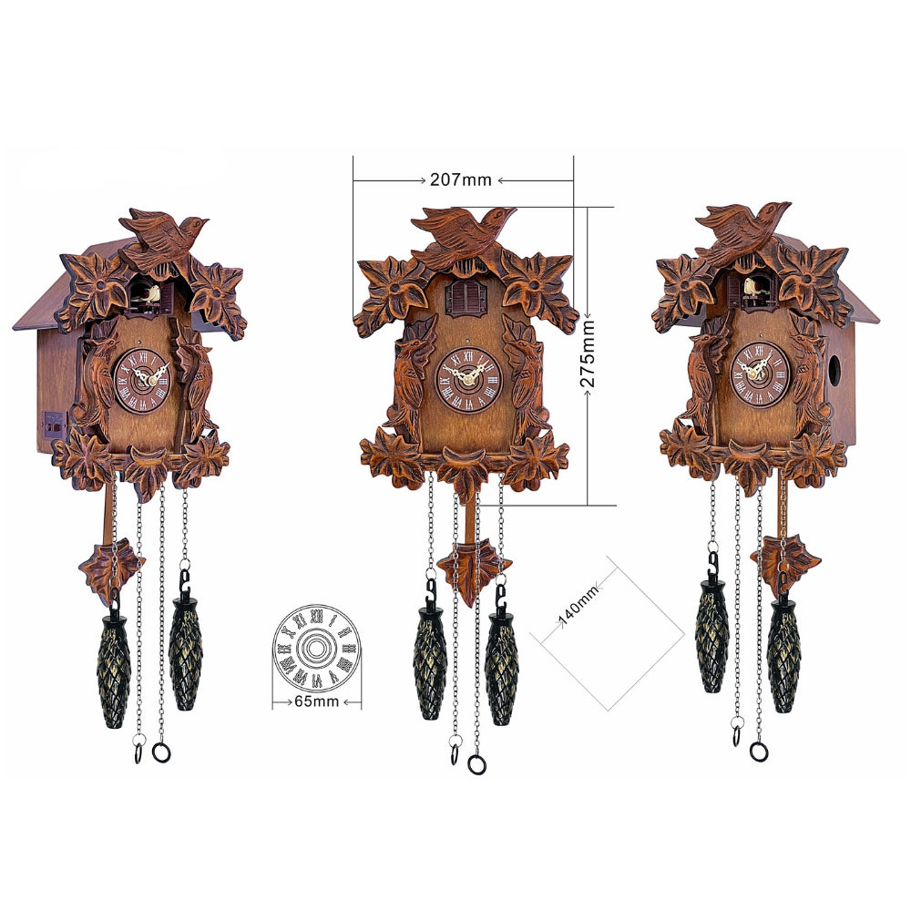 Holz-Kuckucksuhr mit dreifachem Vogel-Motiv – traditionelles Deutschland Souvenir