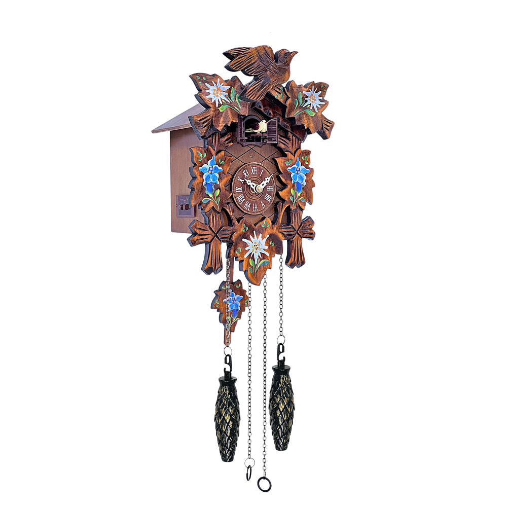 Kuckucksuhr im 5-Laub-Design, handbemalt aus Holz – Deutschland Souvenir