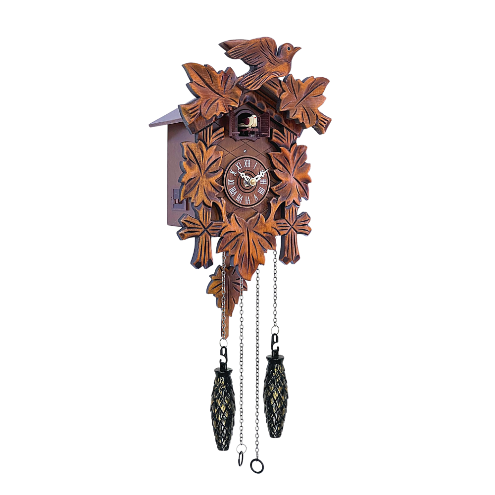 Kuckucksuhr im 5-Laub Design aus Holz – Deutschland Souvenir