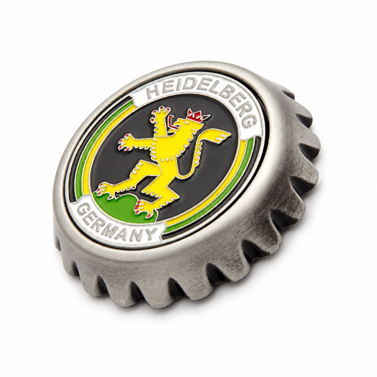 Magnet in Bierkapsel-Optik mit Heidelberg-Motiv – Deutschland Souvenir