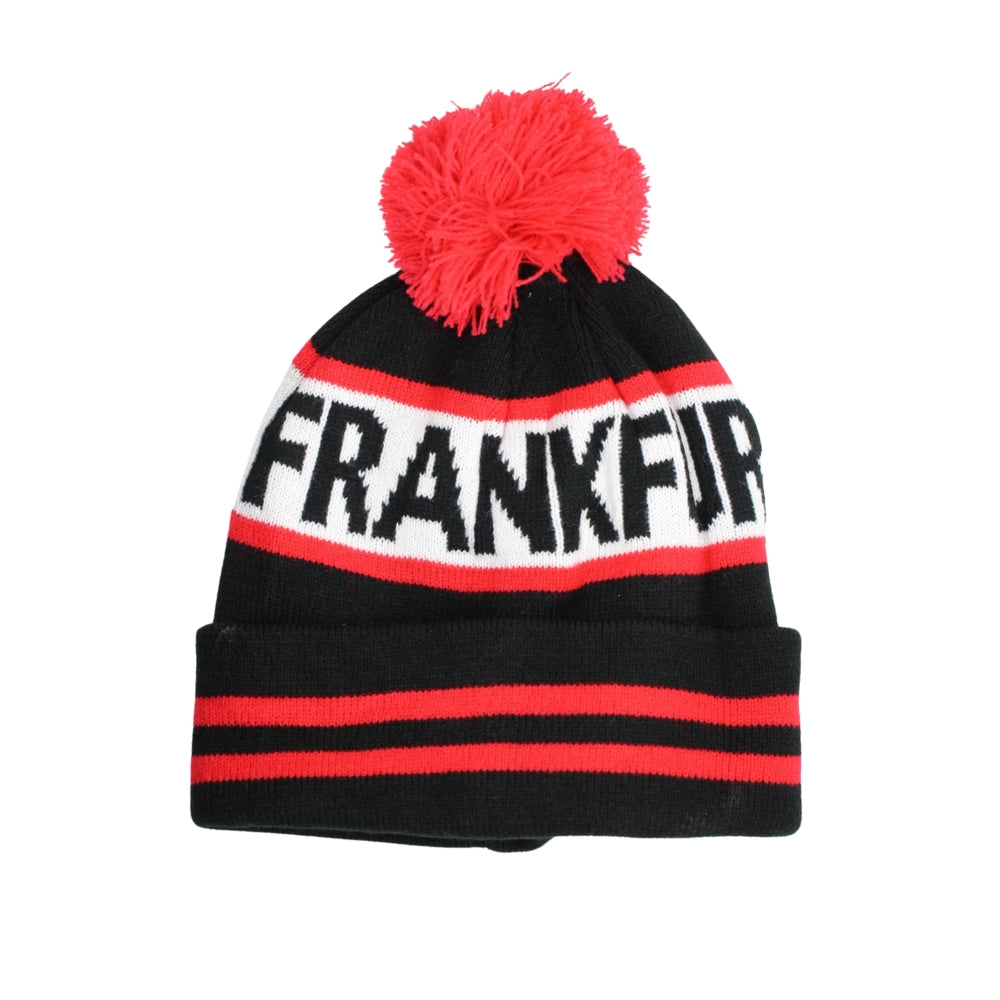 Rote Pudelmütze mit Frankfurt-Wappen – Wintermütze Deutschland Souvenir