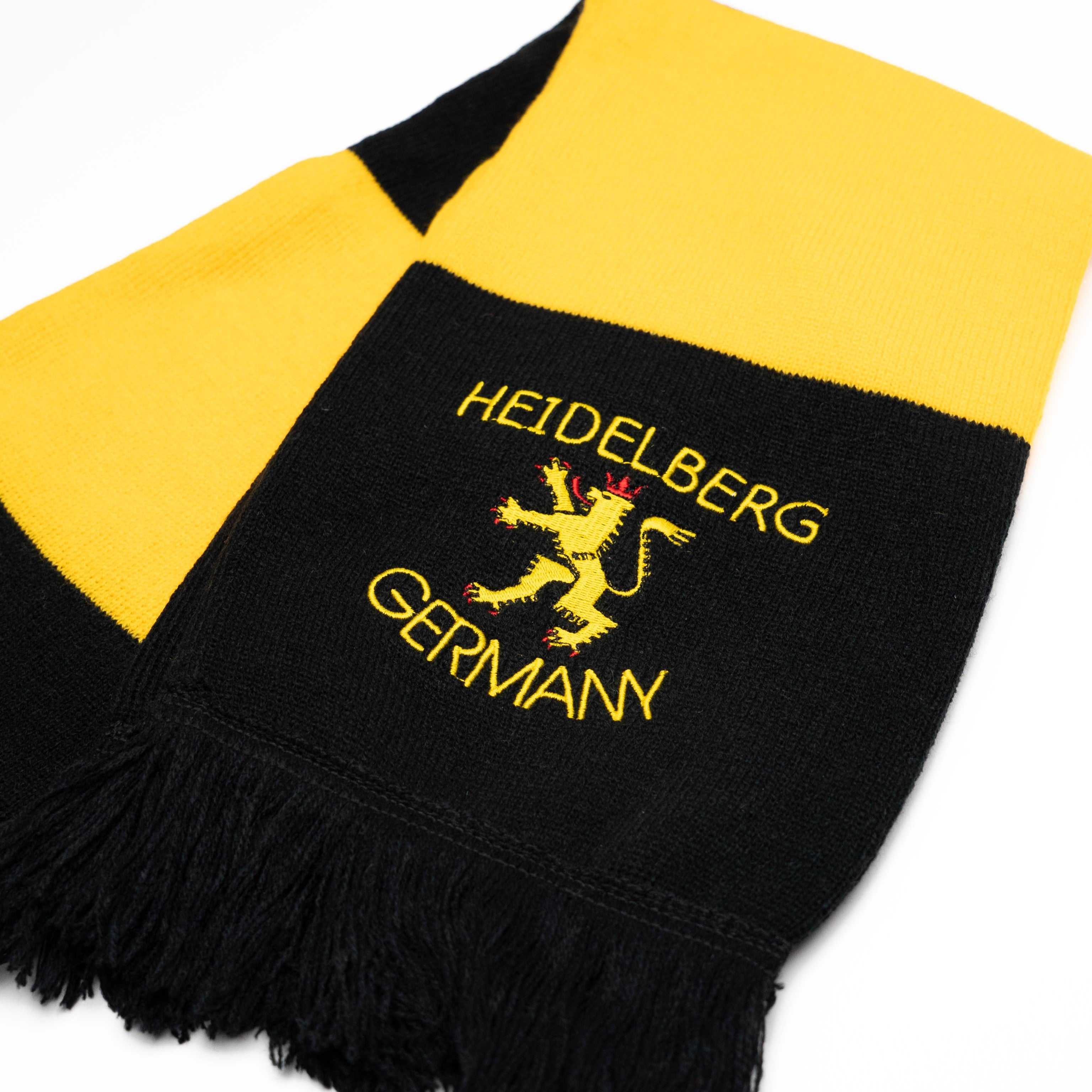 Schal in Schwarz-Gelb mit Heidelberg-Motiv – Deutschland Souvenir