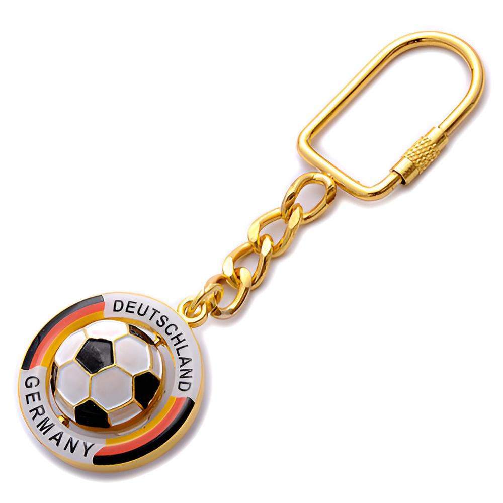 Metall-Schlüsselanhänger in Gold mit Fußball-Motiv und Deutschlandflagge – Germany Souvenir