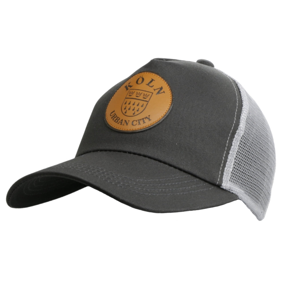 Graue Trucker-Cap mit Netzrückseite und „Köln Urban City“-Patch – Germany Souvenir