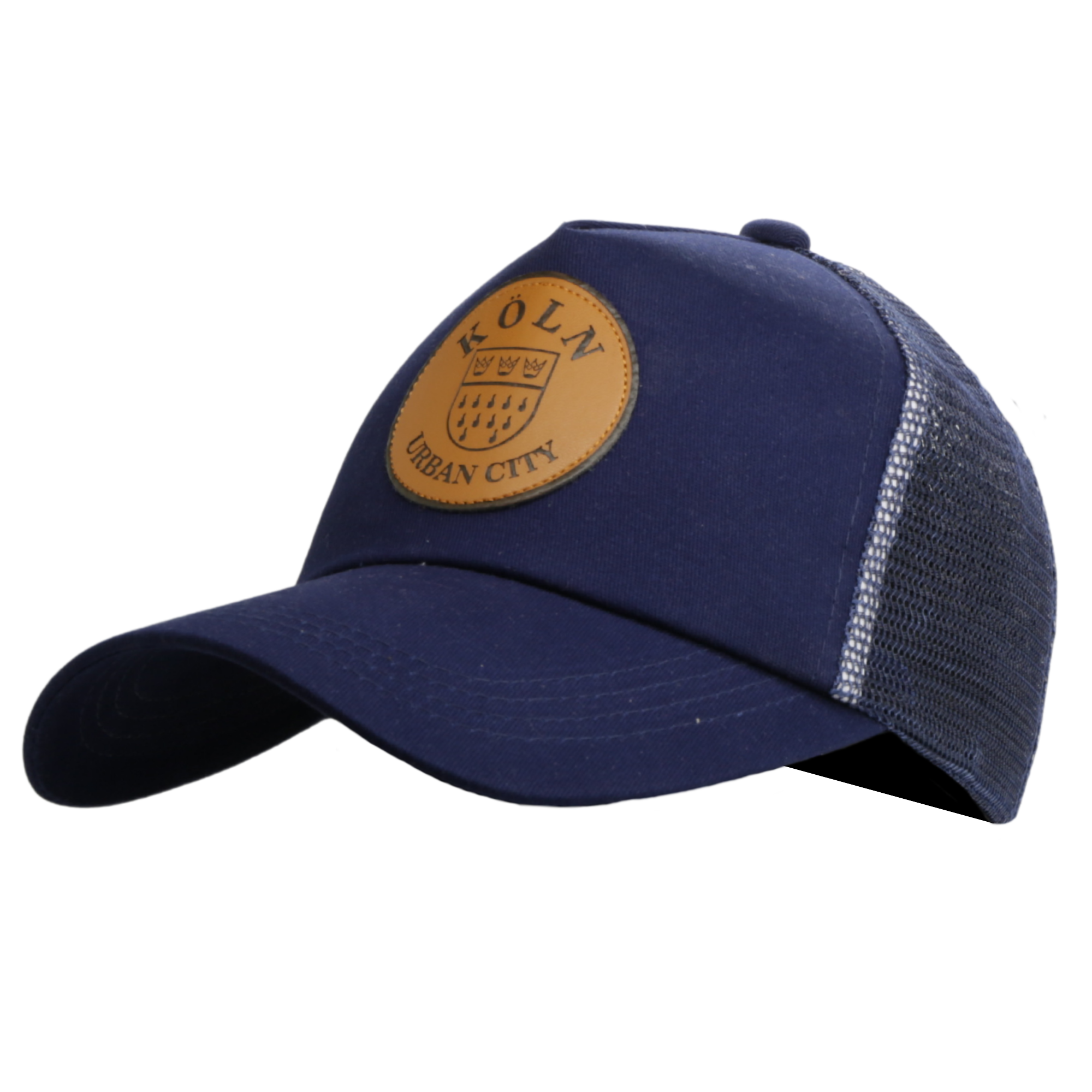 Dunkelblaue Trucker-Cap mit Mesh-Einsatz und Köln-Urban-City-Patch – Germany Souvenir