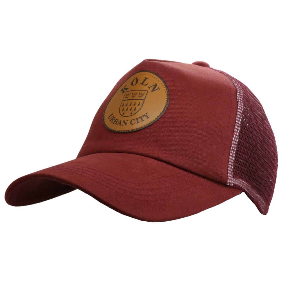 Rote Trucker-Cap mit Mesh-Einsatz und Köln-Urban-City-Patch – Germany Souvenir