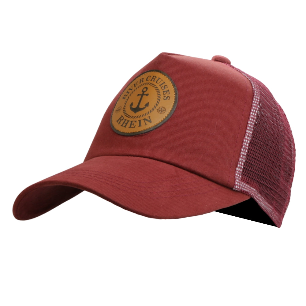 Rote Trucker-Cap mit Netzrückseite und „Rhein River Cruises“-Anker-Patch – Deutschland Souvenir