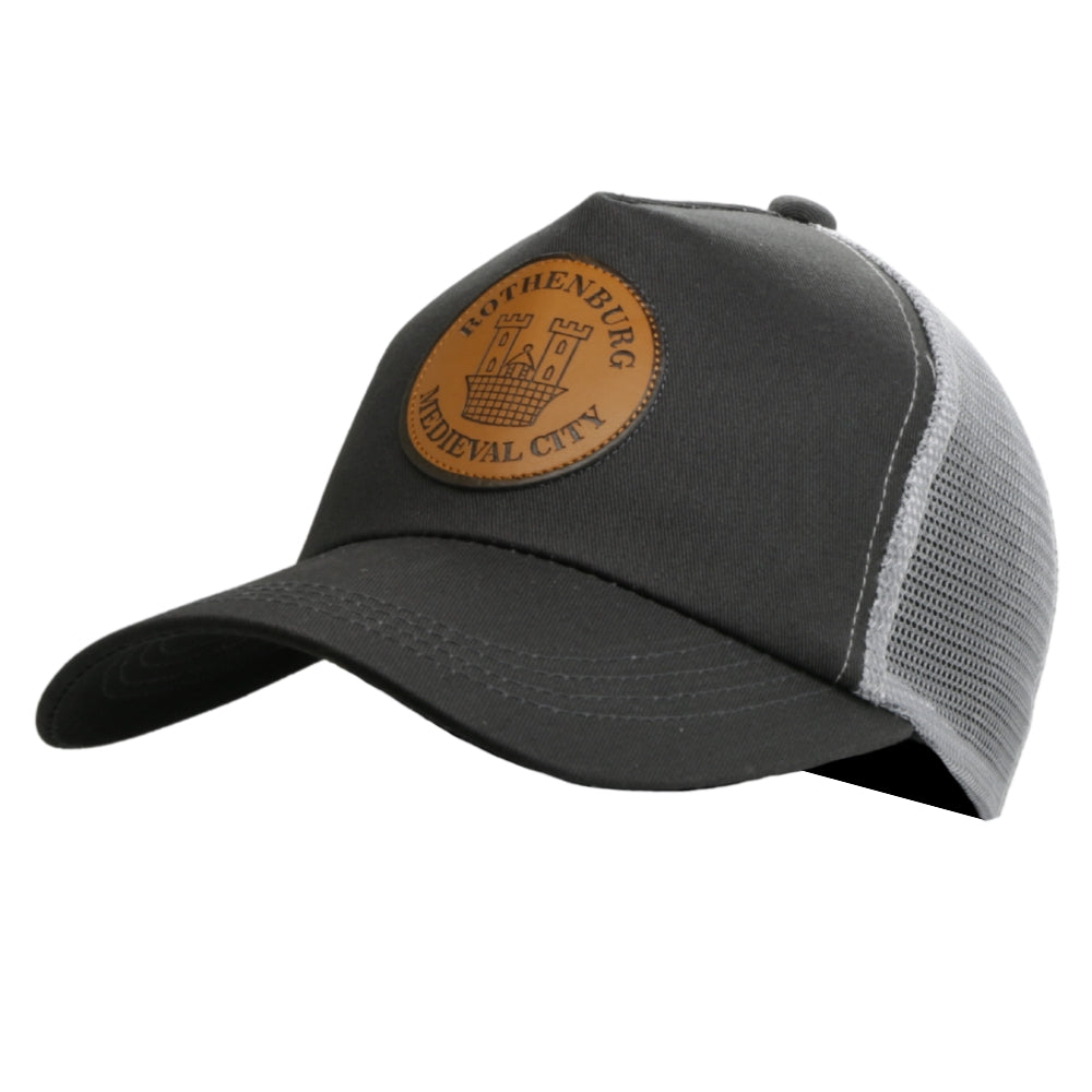 Graue Trucker-Cap mit Netzrückseite und Patch „Rothenburg Medieval City“ – Germany Souvenir